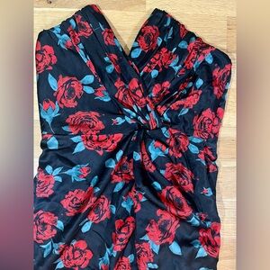 NWOT Floral Satin Maxi Dress S